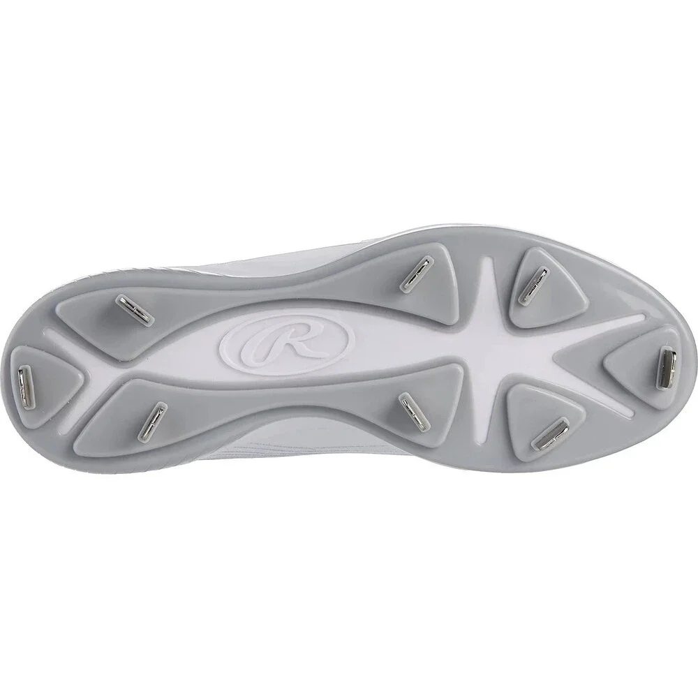 Rawlings Bullpen 174930 Men's White Gray Lace Up Metal Baseball Cleats UWU1055
